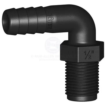 Hose Tail 90° 1/2" Bsp - 16mm Tail