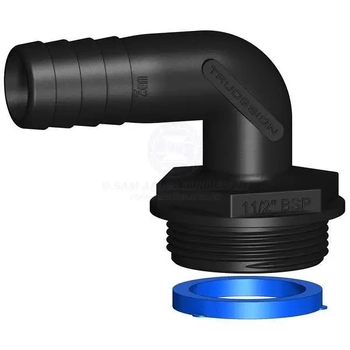 Aquavalve Hose Tail 90° 25mm Black Trudesign