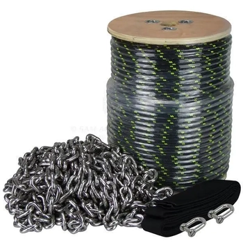 Anchor Rope Chain Deluxe 8mm 75m Braid + 8m 6mm SS SL Chain & Sock