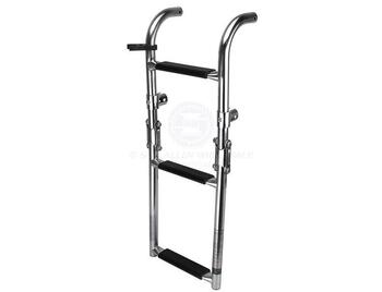 Relaxn 316G Polished Stainless Steel 3 Step Transom Mount Folding Ladder