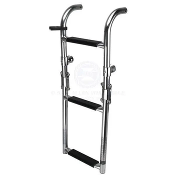 Relaxn 316G Polished Stainless Steel 3 Step Transom Mount Folding Ladder