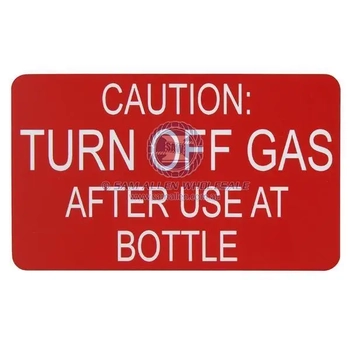 Safety Label - Turn Off Gas