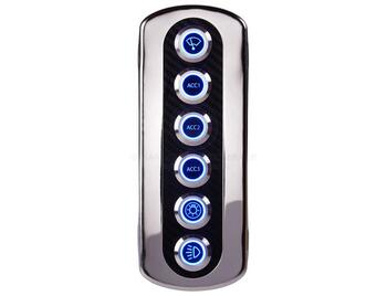 Switch Panel SS With Carbon Face 6 Gang Led Ring Blue - Pack Of 4