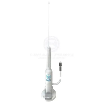Antenna VHF 1.0m LayDown Base White Seamaster Classic 4m Cable Boat Marine