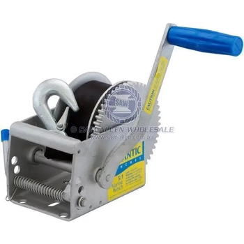 Atlantic Hand Brake Winch 5:1 Snap Hook 700kg Fixed Handle Webbing Boat Trailer