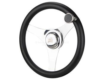 Steering Wheel Ss With Poly Grip & Knob 340mm Diam