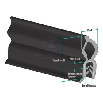 Edge Trim 14mm W X 35MM H Black 50M EPDM With alloy insert