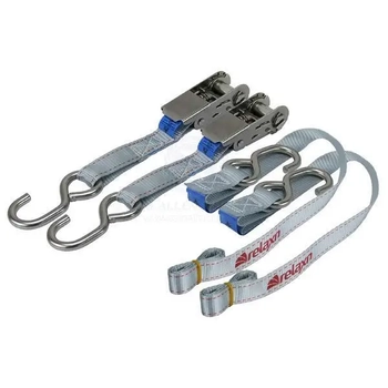 Tie Down - Ratchet Strap S/S 25mm 1.5Mtr Grey - Pair Medium Duty