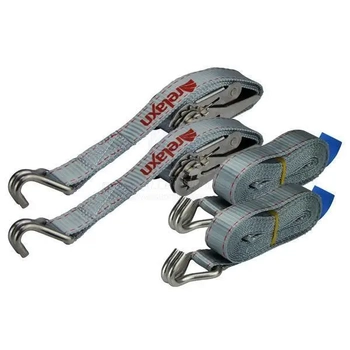 Tie Down Ratchet Strap Ss 25mm Double J Hook - Grey Pair 1.2m+2.8m