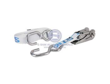 304G Stainless Steel Ratchet Tie-Down Strap S Hook 4.3m 25mm Boat White