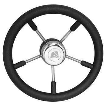 350Mm Ss Wheel Black Poly Grip